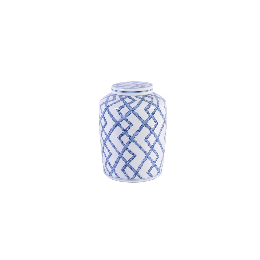 Blue and White Bamboo Joints Round Tea Jar