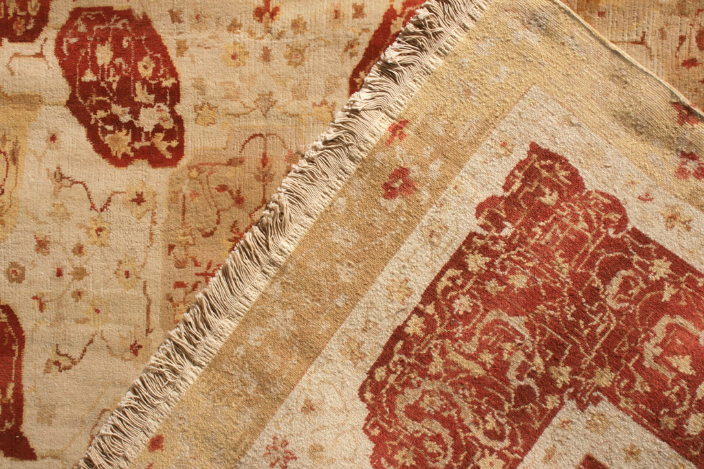 Agra Style Rug In All Over Red, Beige-Brown Floral Pattern - 12043