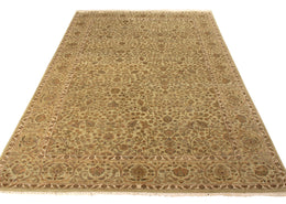 Tabriz Style Rug In All Over Green, Beige-Brown Floral Pattern - 12045