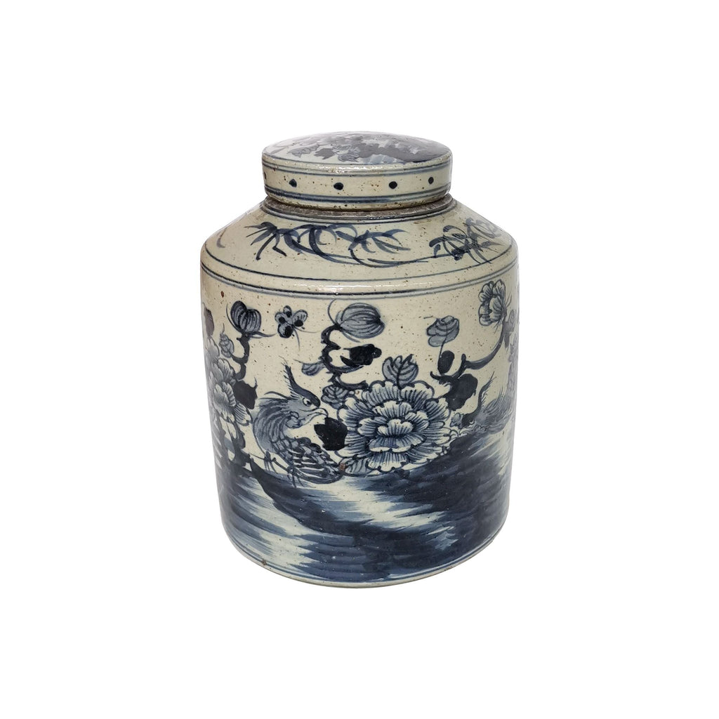 Dynasty Tea Jar Bird Floral Motif Small