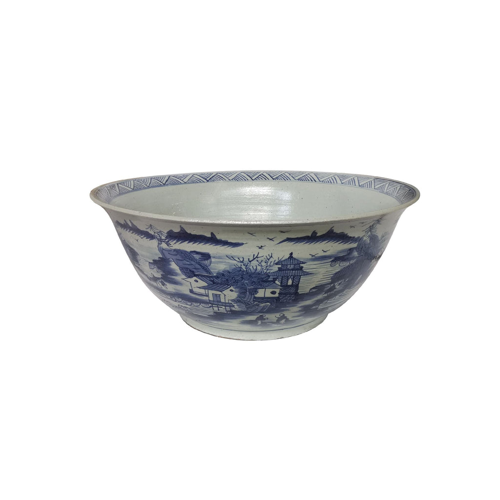 Large Dynasty Porcelain Bowl Landscape Motif