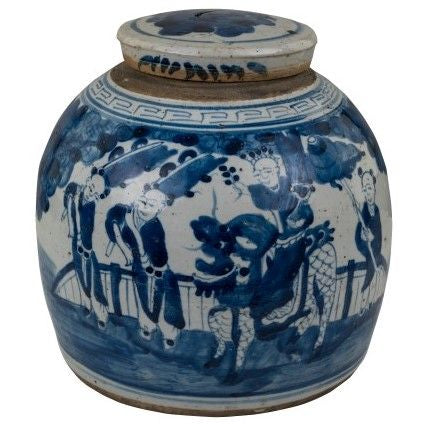 Vintage Ming Jar Enchanted Children Motif Large