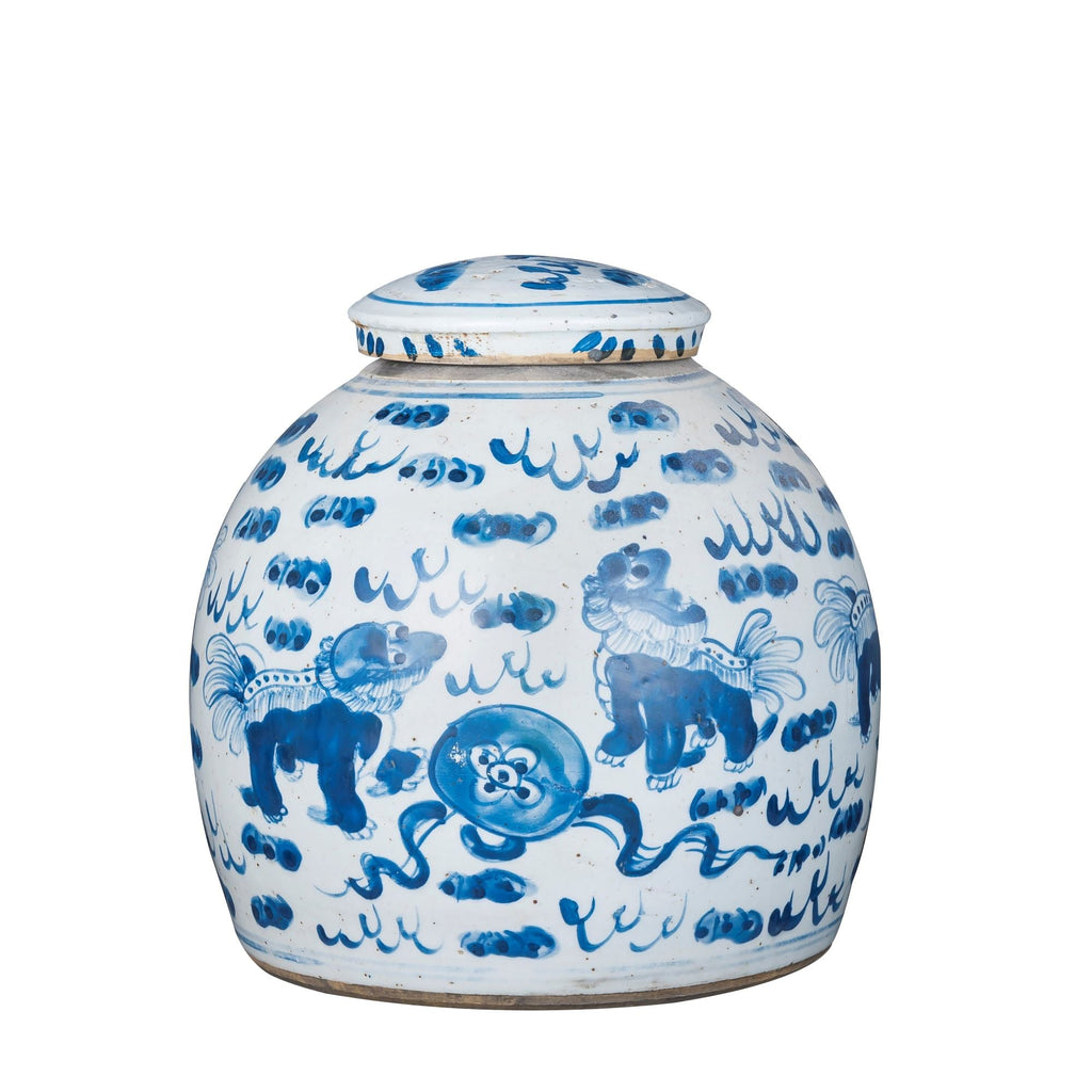 Vintage Ming Jar Lion Motif Small