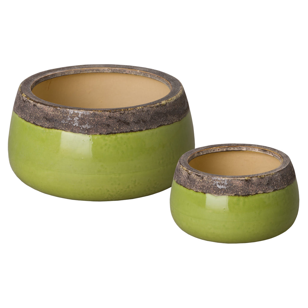 Shallow Planters S/2, Reef/Lime 9x5"H; 13x7"H