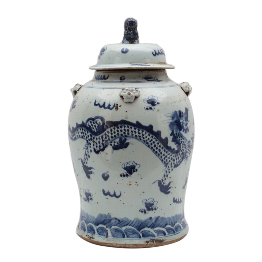 Vintage Temple Jar Dragon Motif Large