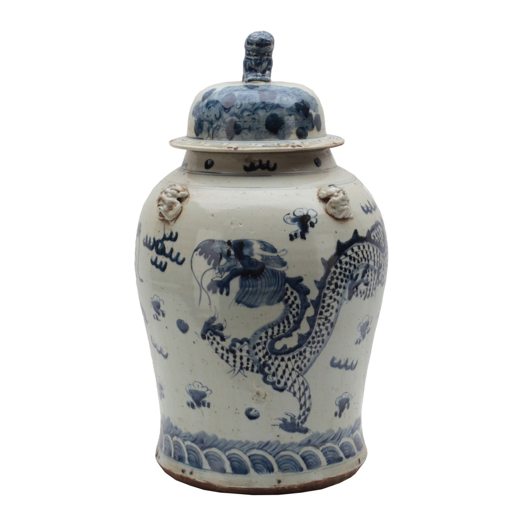 Vintage Temple Jar Dragon Motif Small