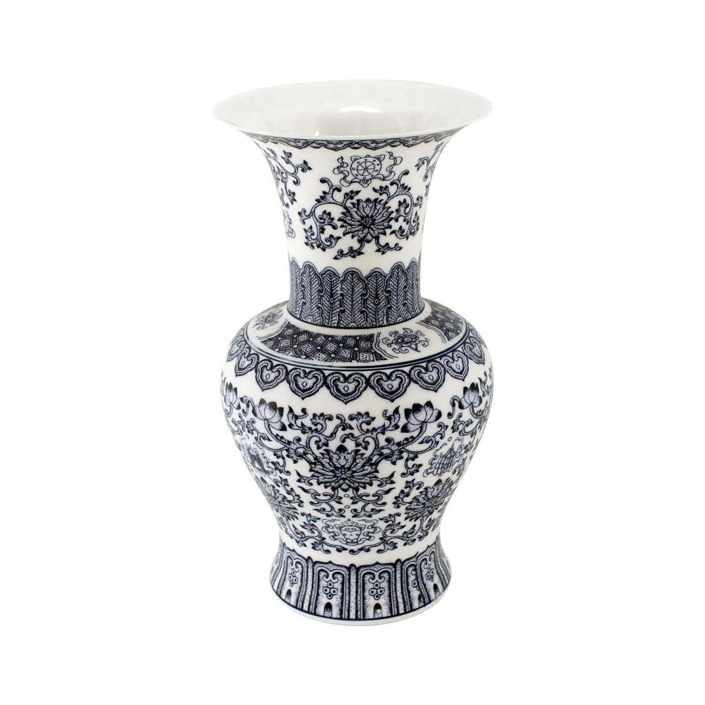 Blue and White Twisted Lotus Baluster Vase