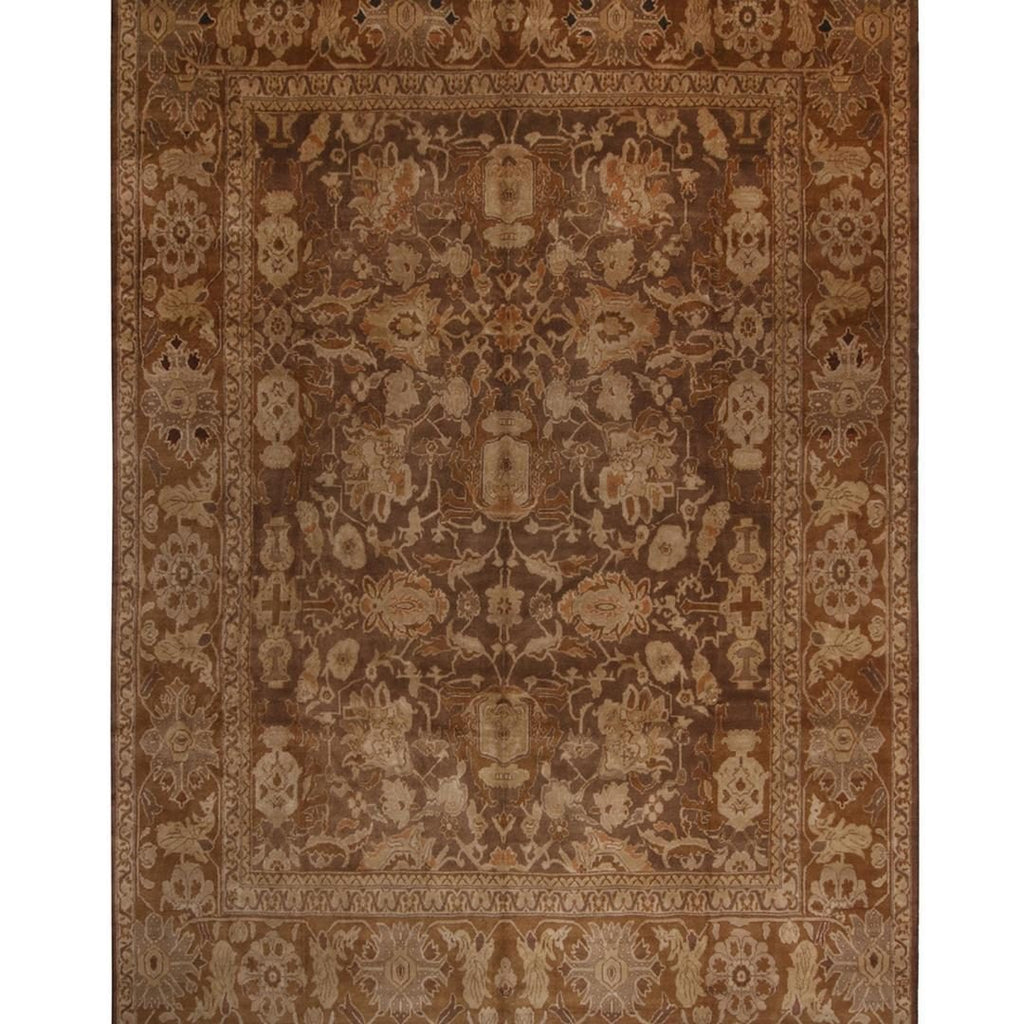 Vintage Mid Century Sultanabad Beige Brown Wool Persian Rug 12312