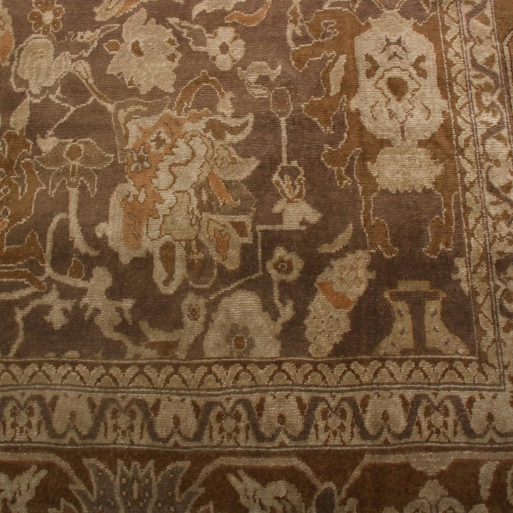 Vintage Mid Century Sultanabad Beige Brown Wool Persian Rug 12312