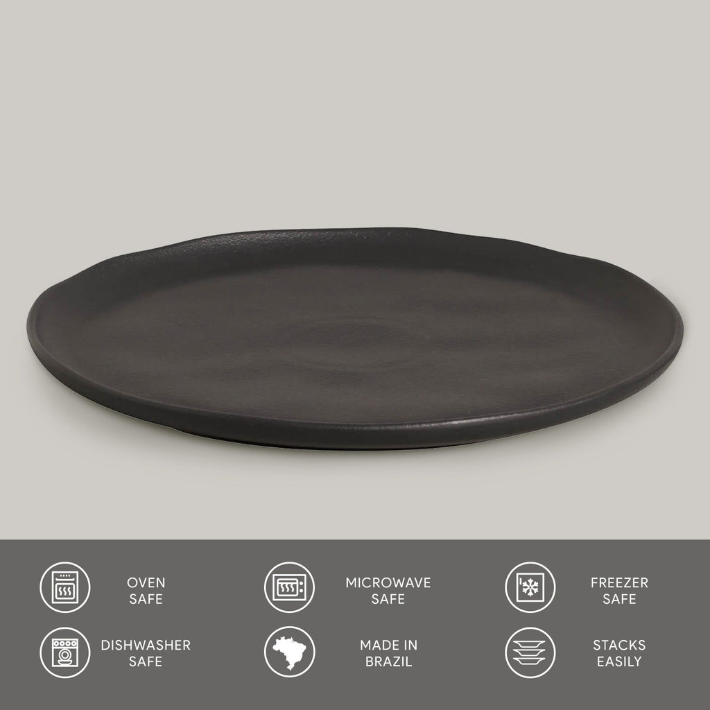 Matte Black Buffer Dinner Plates, Set of 6