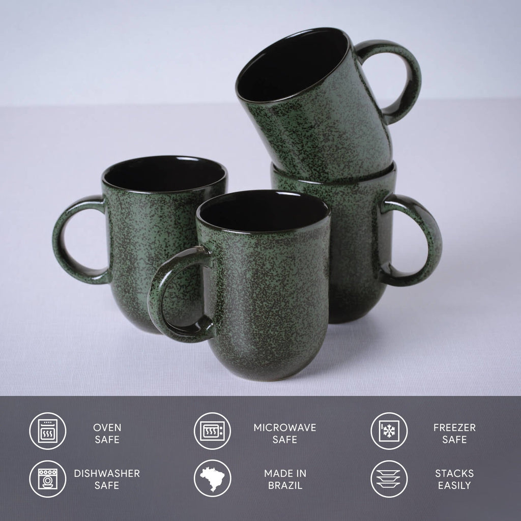 Greenery Coup Mugs, Set of 4