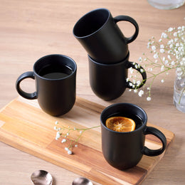 Matte Black Coup Mugs, Set of 4