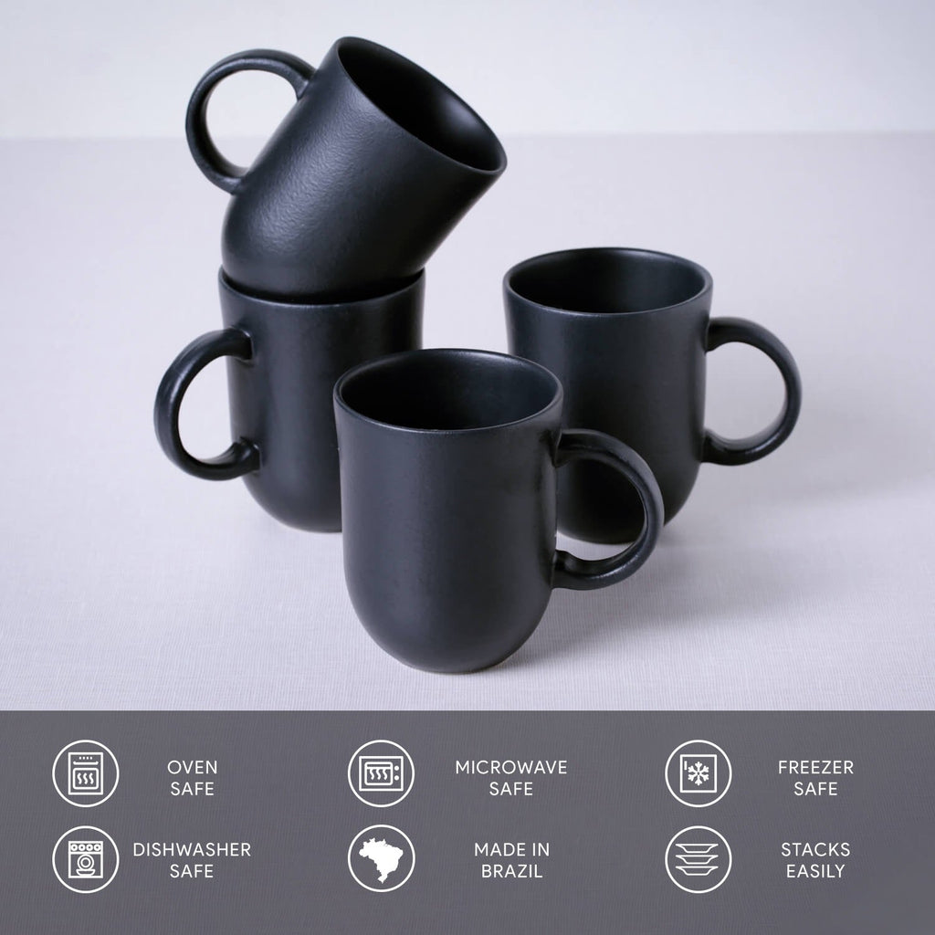 Matte Black Coup Mugs, Set of 4