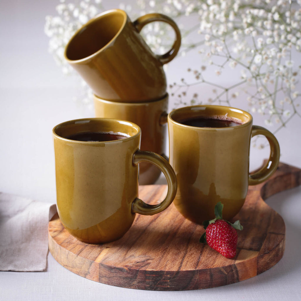 Amber Coup Mugs, Set of 4