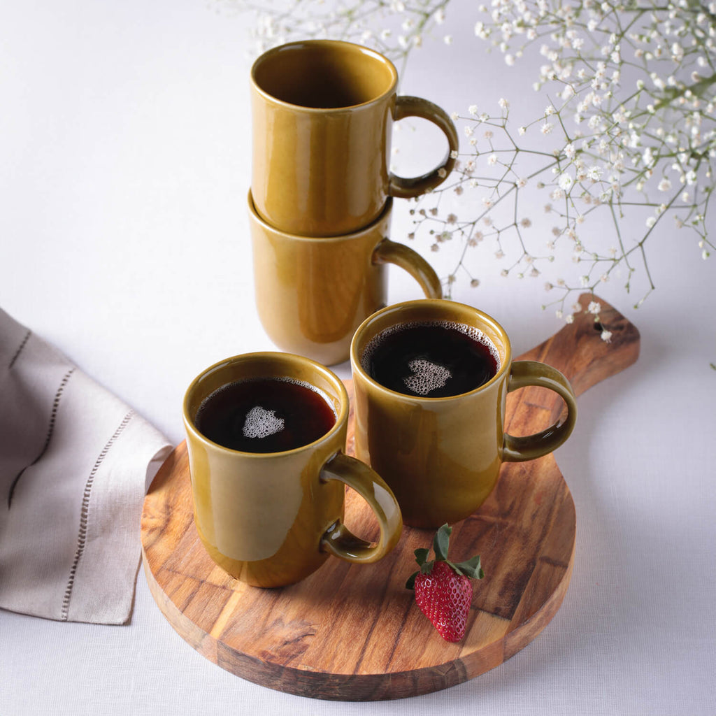 Amber Coup Mugs, Set of 4