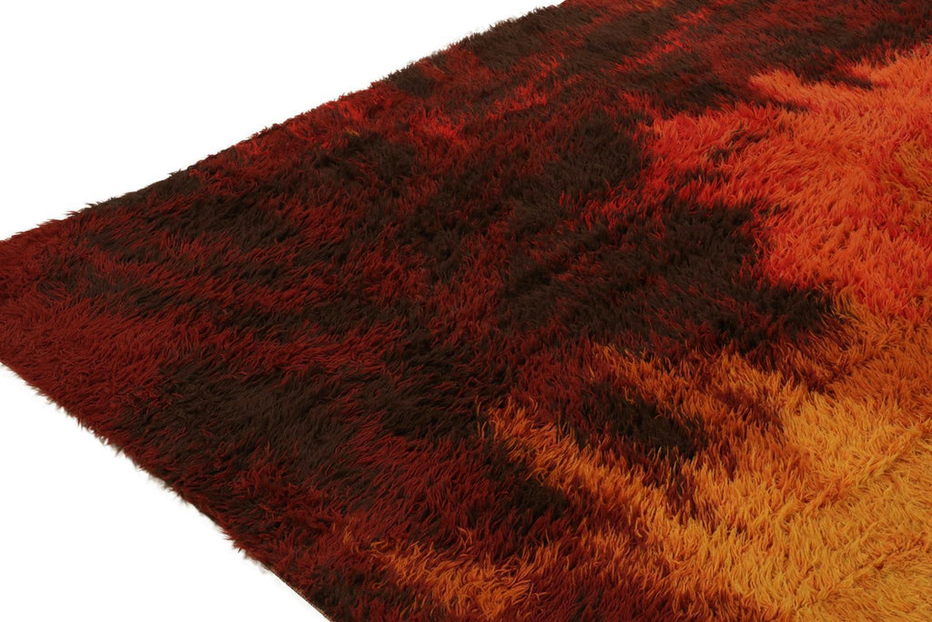 Vintage Ege Rya Scandinavian Rug In A Fiery Abstract Pattern