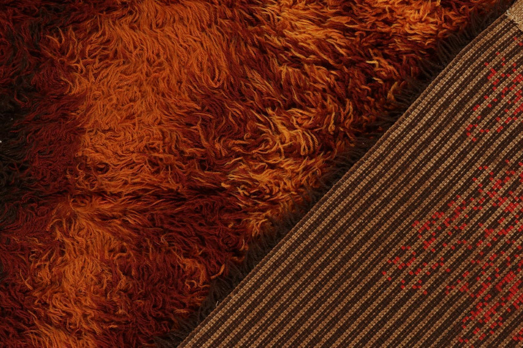 Vintage Ege Rya Scandinavian Rug In A Fiery Abstract Pattern