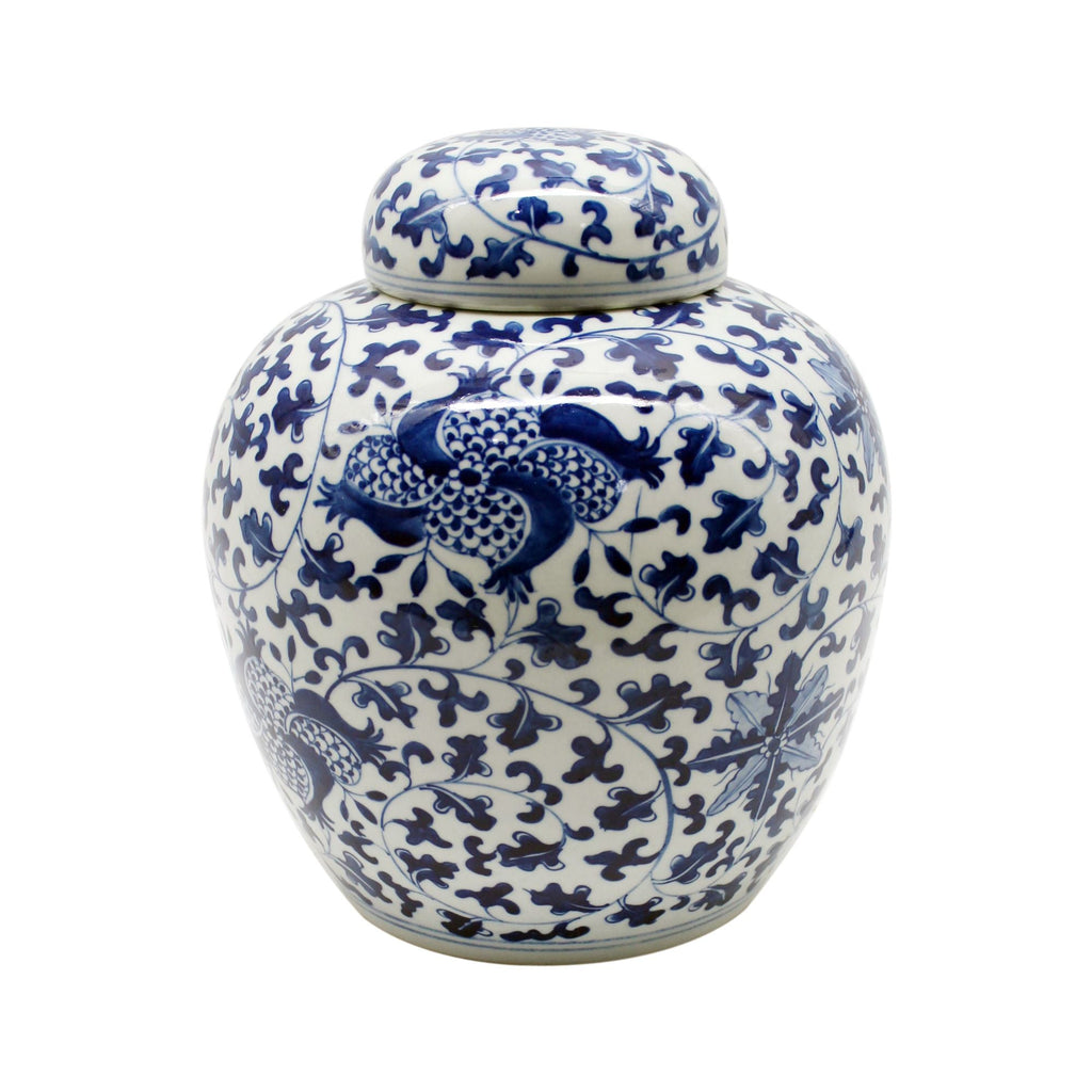 Blue and White Pomegranate Lidded Jewelry Jar