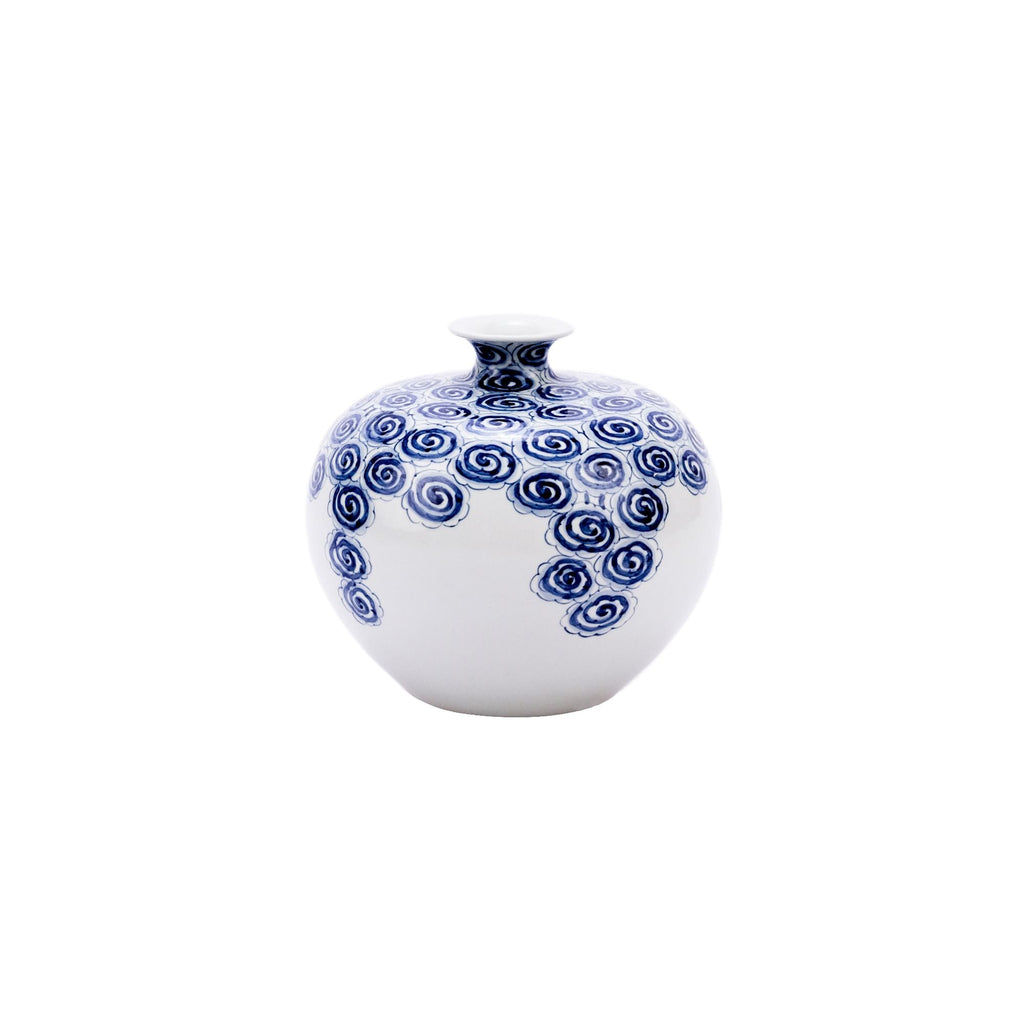 Blue and White Drifting Cloud Pomegranate Vase