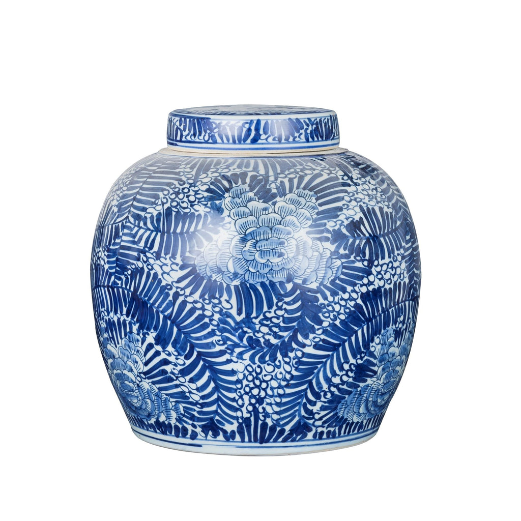 Blue And White Blooming Flower Porcelain Ancestor Jar