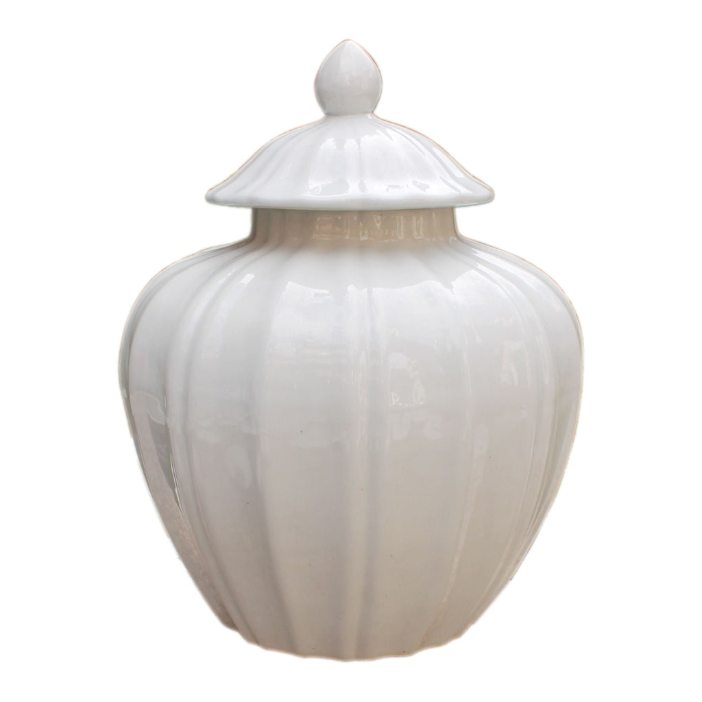 Fluted Pumpkin Jar White