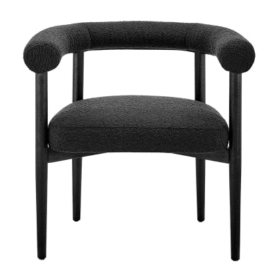 Keanu Fabric Dining Side Chair Black Legs, Boucle Black