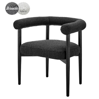 Keanu Fabric Dining Side Chair Black Legs, Boucle Black