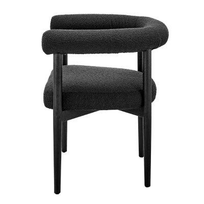 Keanu Fabric Dining Side Chair Black Legs, Boucle Black