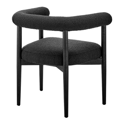 Keanu Fabric Dining Side Chair Black Legs, Boucle Black