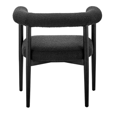 Keanu Fabric Dining Side Chair Black Legs, Boucle Black