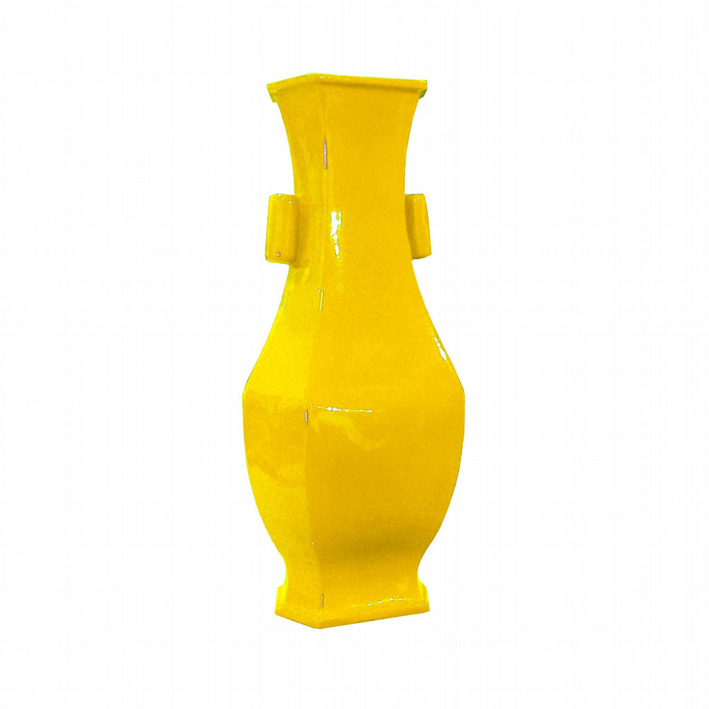 Hex Vase Wide Lip Yellow