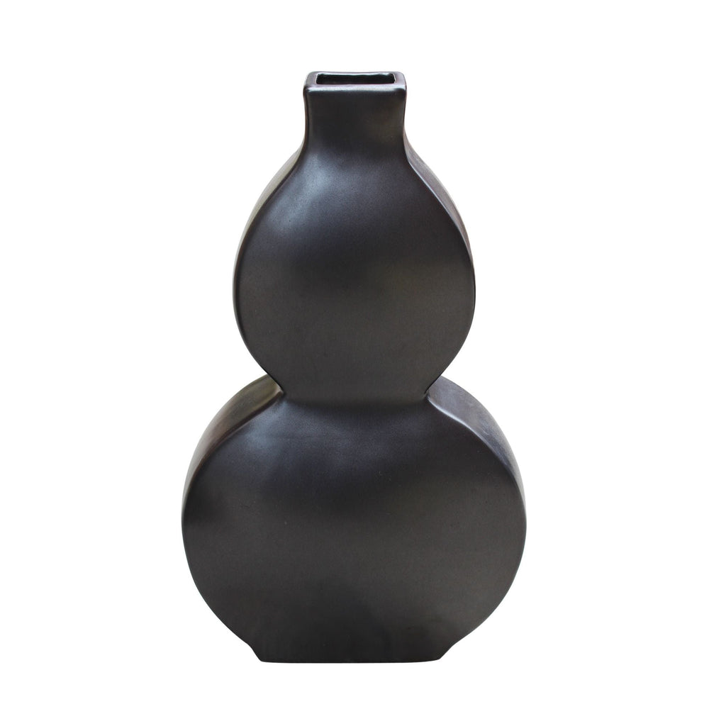 Flat Gourd Vase Black