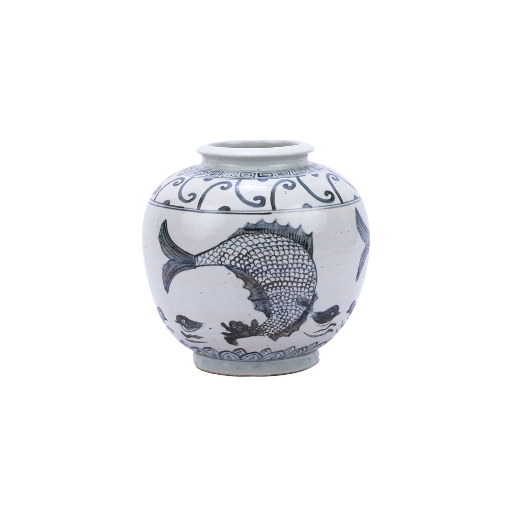 Indigo Yuan Fish Open Top Jar