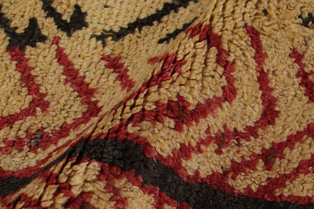 Vintage Konya Rug Mid Century Red Black Gold All Over Geometric Pattern 12590