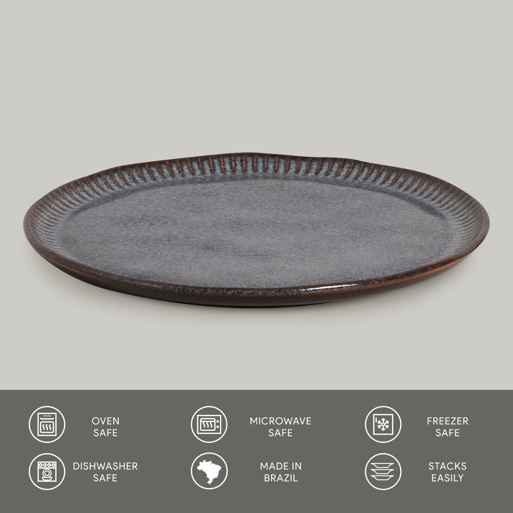 Titanium Linhas Dinner Plates, Set of 6