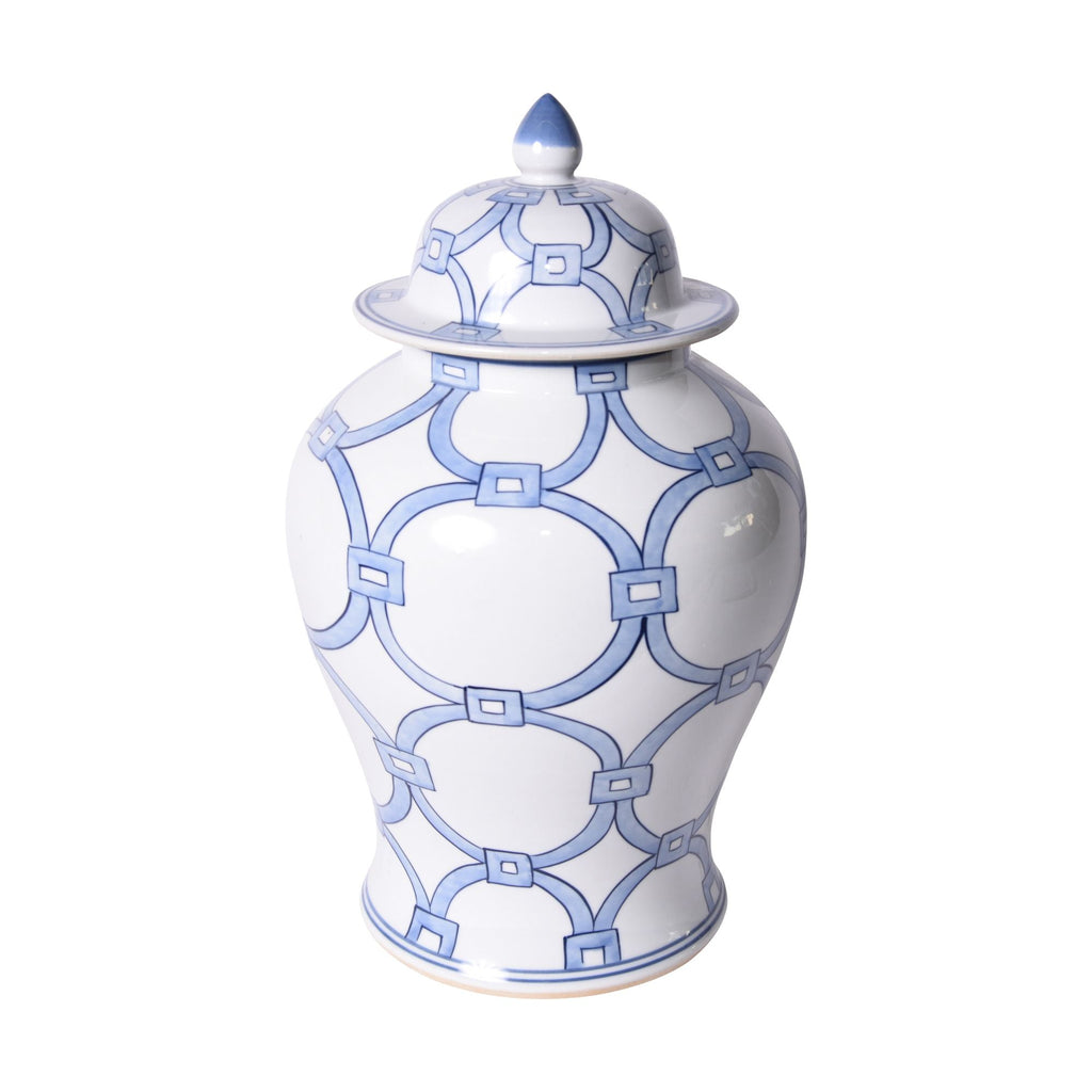 Blue and White Lover Locks Temple Jar Small