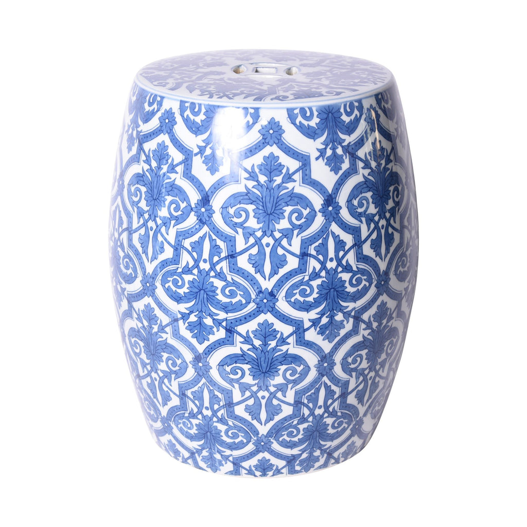 Blue and White Paris Floral Garden Stool