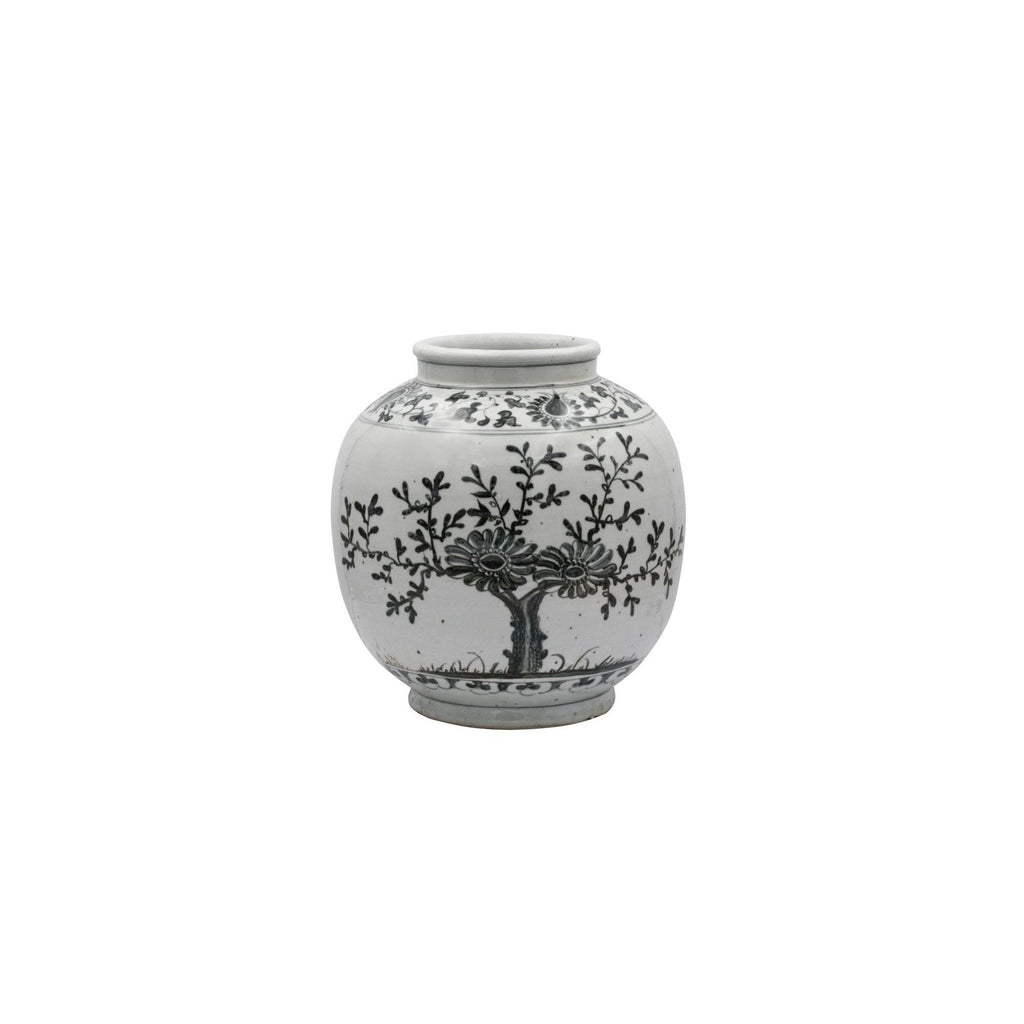 Indigo Flower Open Top Porcelain Jar