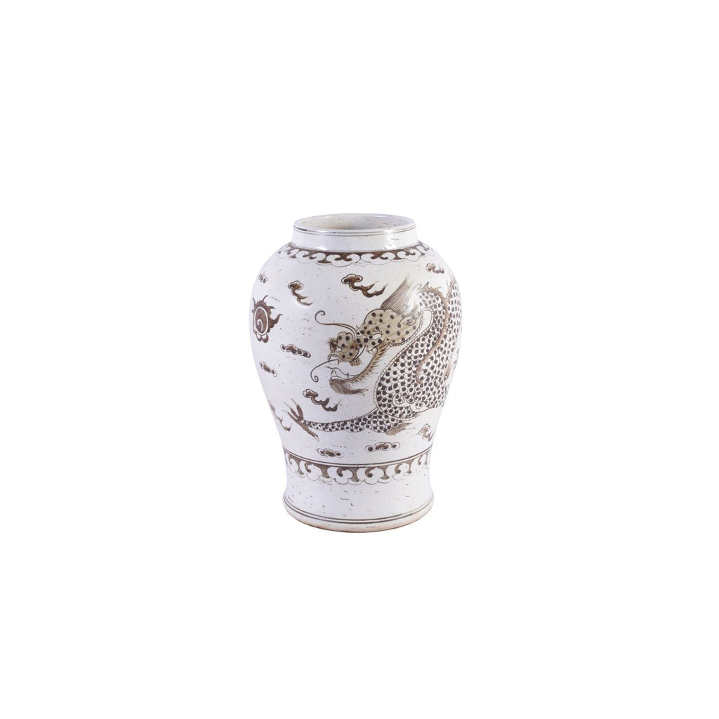 Brown Hong Wu Flaring Rim Jar Dragon Motif