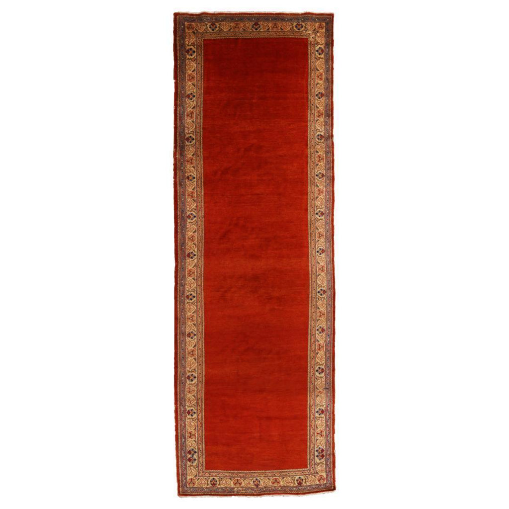 Vintage Mahal Red And Beige Wool Persian Runner With Open Field 12743