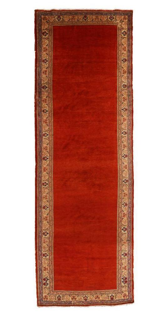 Vintage Mahal Red And Beige Wool Persian Runner With Open Field 12743