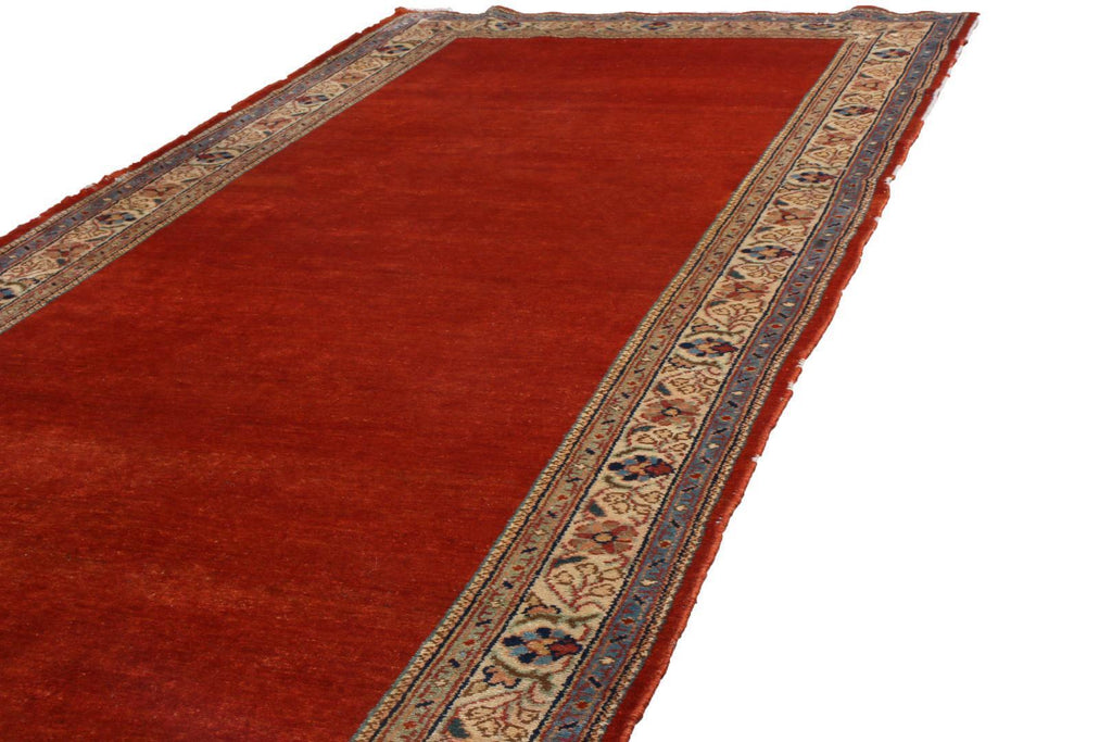 Vintage Mahal Red And Beige Wool Persian Runner With Open Field 12743