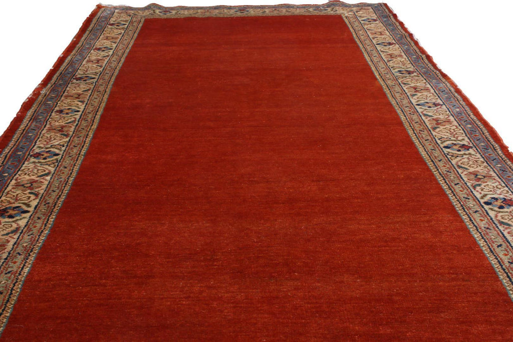 Vintage Mahal Red And Beige Wool Persian Runner With Open Field 12743