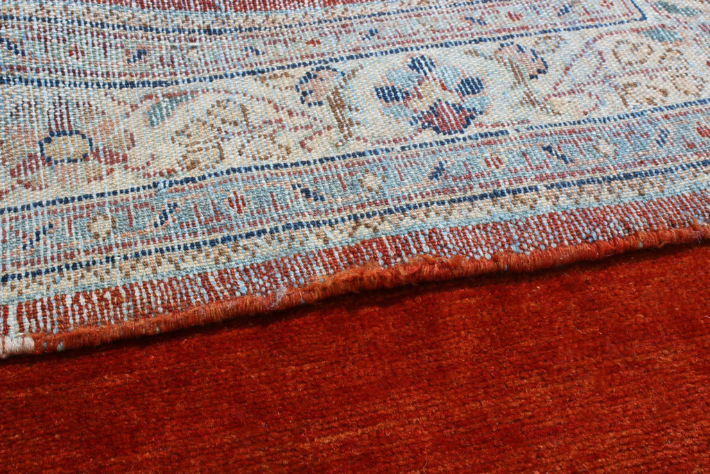 Vintage Mahal Red And Beige Wool Persian Runner With Open Field 12743