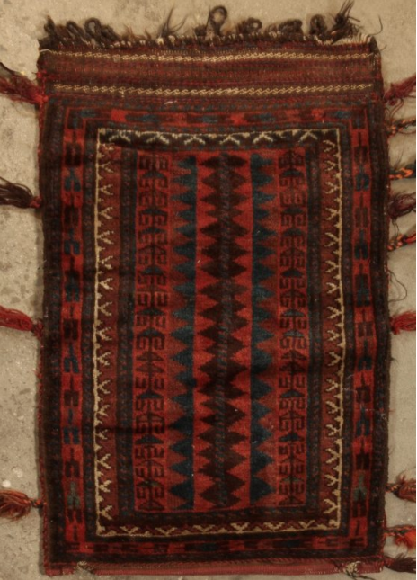 Antique Geometric Brown Red And Blue Wool Persian Kilim - 12782