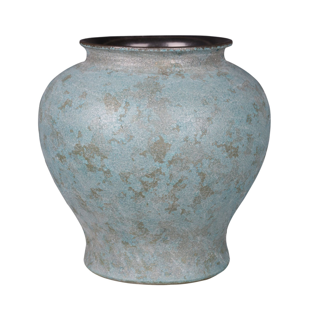 Weathered Bronze Green Crackle Jar S