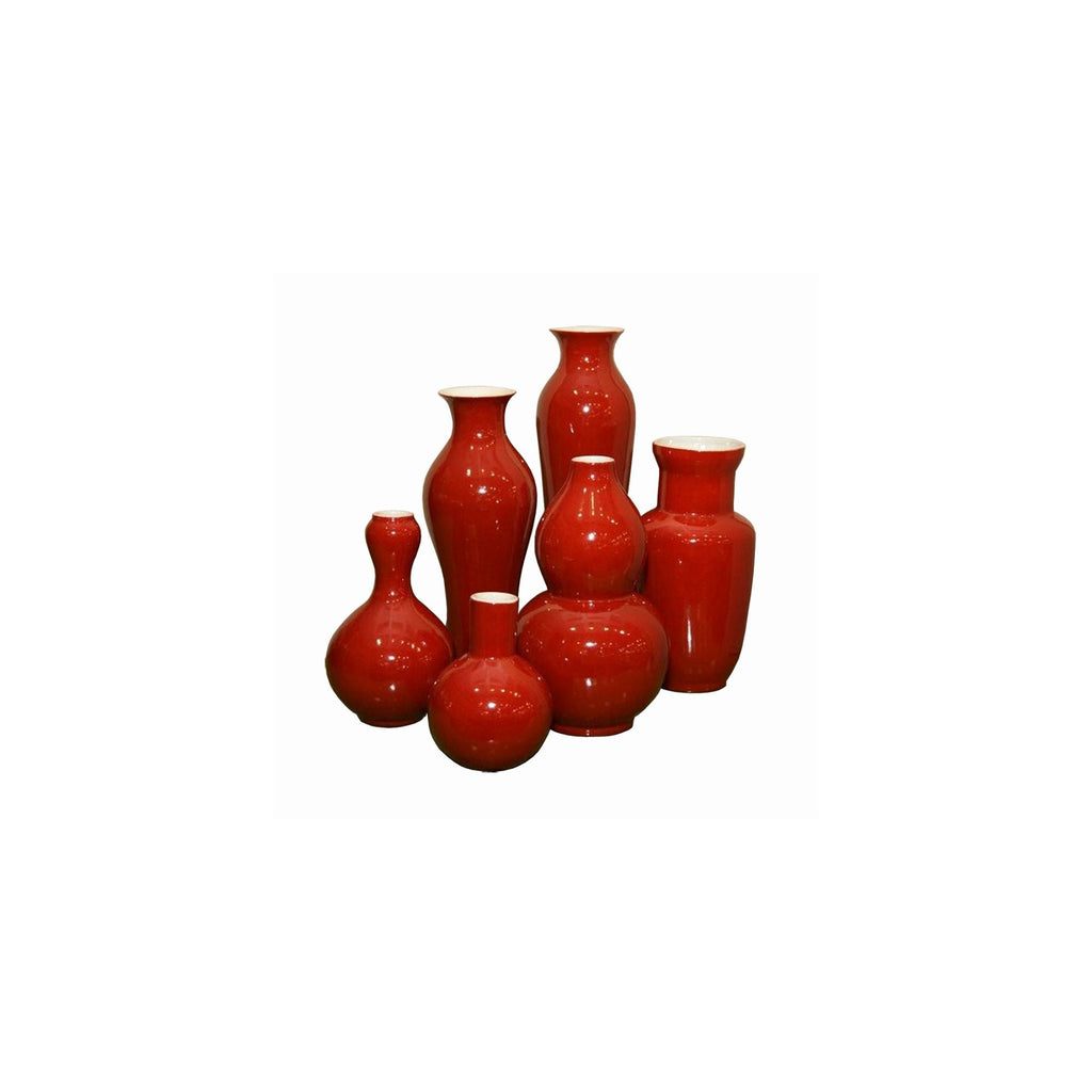 Assorted Vases Set of 6 Cinnabar Red