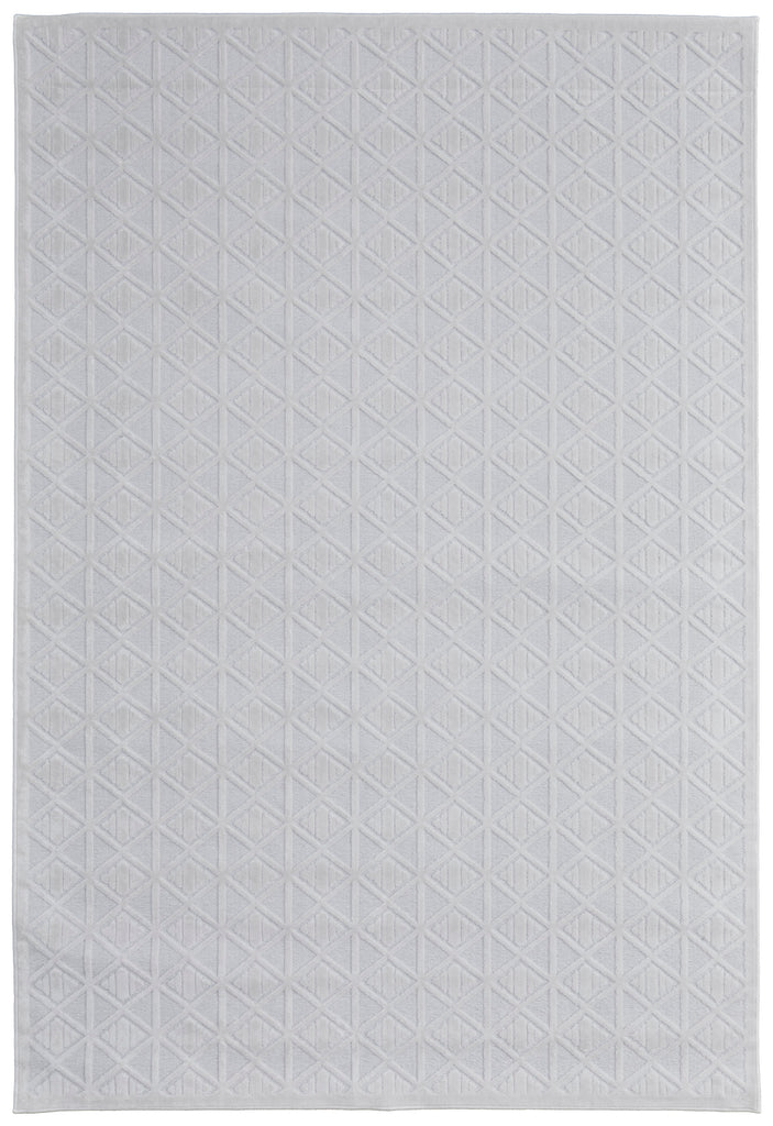 Soho Lyra Modern Diamond White Area Rug (5'3" x 7'6")