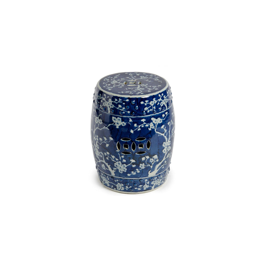 Blue and White Garden Stool Plum Blossom Motif