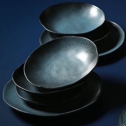 Denim Salad Bowls, Set of 6 (Night)